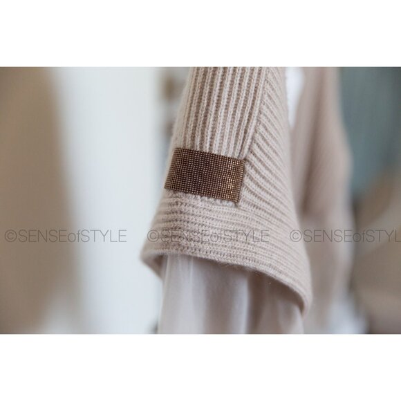 Brunello Cucinelli Women Cashmere Silk Sweater Top Monili Beige XS - Picture 5 of 10